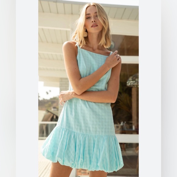 Trina Turk Dresses & Skirts - Trina Turk NWT Cherish, sky blue, gingham, bubble hem, sleeveless mini dress L